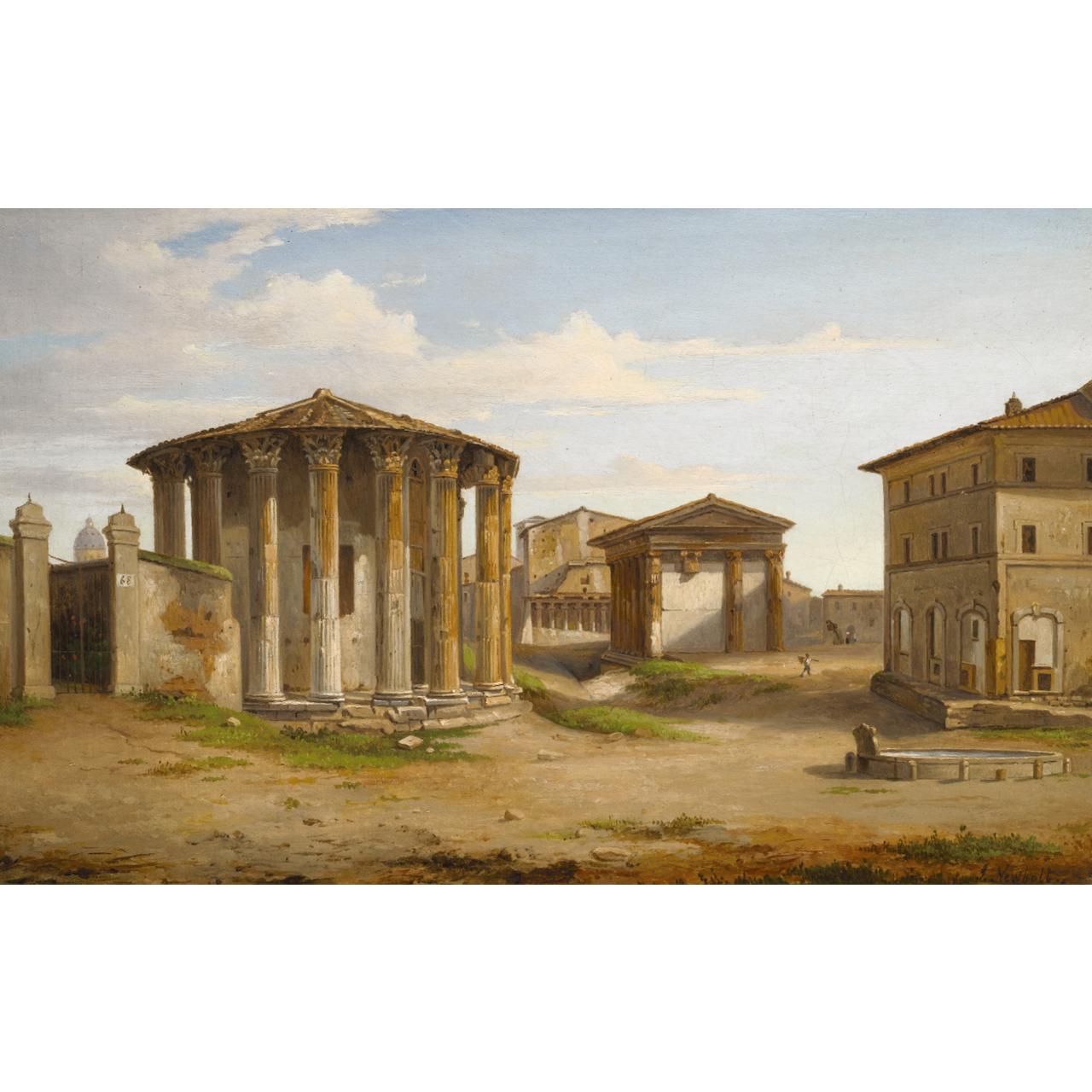 Dipinto: Pair of views: The Temple of Vesta and the Foro Boario (II)